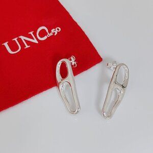 Uno de 50 Cheerful Earrings Elongated Double Link Gold Earrings Silver Plated